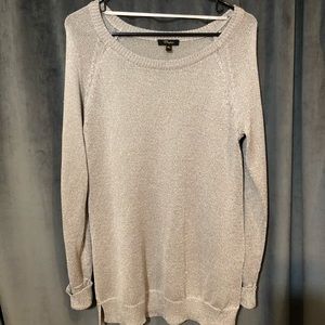 Silver with sliver shimmery thread sweater/tunic